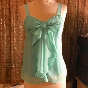 Beautiful aqua bow strappy top XS-S